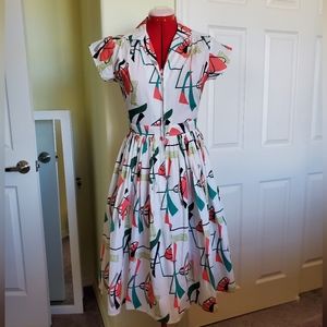 Bernie Dexter Atomic Print Shirtwaist Dress NWT Size Medium
